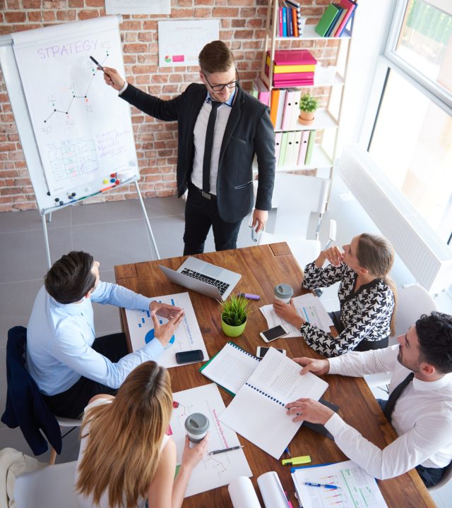 High angle view on business meeting